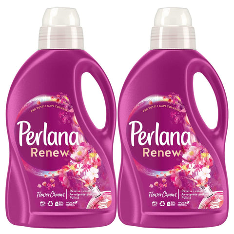Perlana Renew Flower Charm Flüssigwaschmittel belebt die Farben für Waschmaschine und Handwäsche 2 Flaschen à 1 44 l 2x italienisch Original Wäschepflege