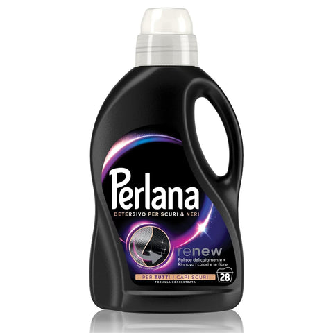 Perlana Wäschepflege Perlana Dunkle und schwarze Waschmittel (28 Waschladungen), Flüssigwaschmittel für alle dunklen Wäschen, schwarzes Waschmittel für erneuerte Fasern Original italienisch 8015100578665