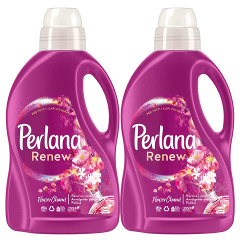 Perlana Wäschepflege Perlana Renew Flower Charm Flüssigwaschmittel belebt die Farben für Waschmaschine und Handwäsche 2 Flaschen à 1 44 l 2x italienisch Original Wäschepflege 8015500648821