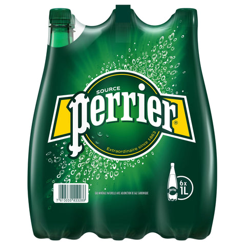 Perrier Natural Sparkling Mineral Water 1Lit. natürliches kohlensäurehaltiges Mineralwasser 6x Original italienisch Getränk