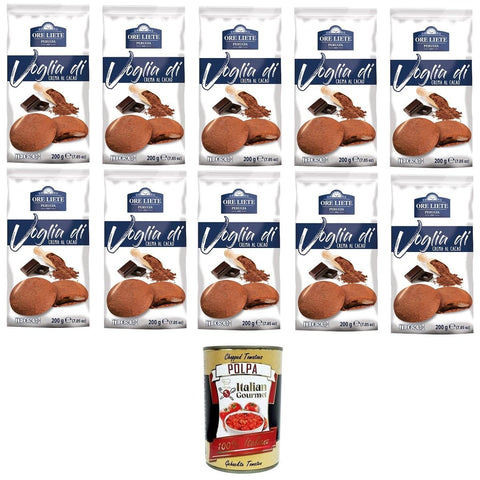 Perugina Ore Liete Perugia Voglia Di Biscotti di frolla ripieni di Crema al Cacao Lust auf Mürbeteigkekse gefüllt mit Kakaocreme 10x200 gr italienisch Original