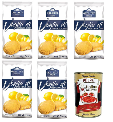 Perugina Brot & Backwaren Ore Liete Perugia- Voglia Di Biscotti di frolla ripieni di Crema Limone Lust auf Mürbeteigkekse gefüllt mit Zitronencreme 5x200gr+ Italian Gourmet polpa 400g 8032755324461