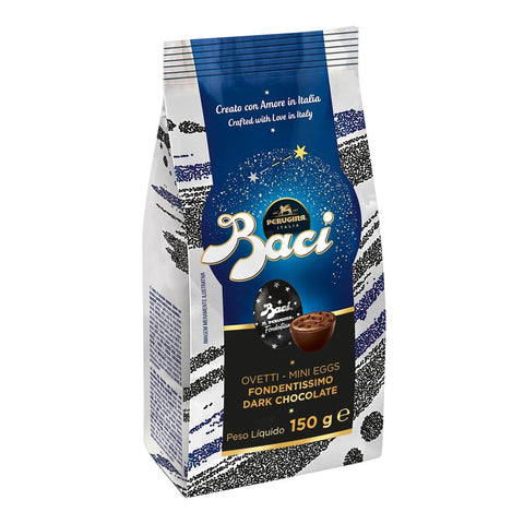 Perugina Baci Ovetti Fondentissimo Mini Eggs Schokoladeneier Extra Dunkle Schokolade mit Cremiger Haselnussfüllung und Karamellisierten Kakaobohnen Beutel von
