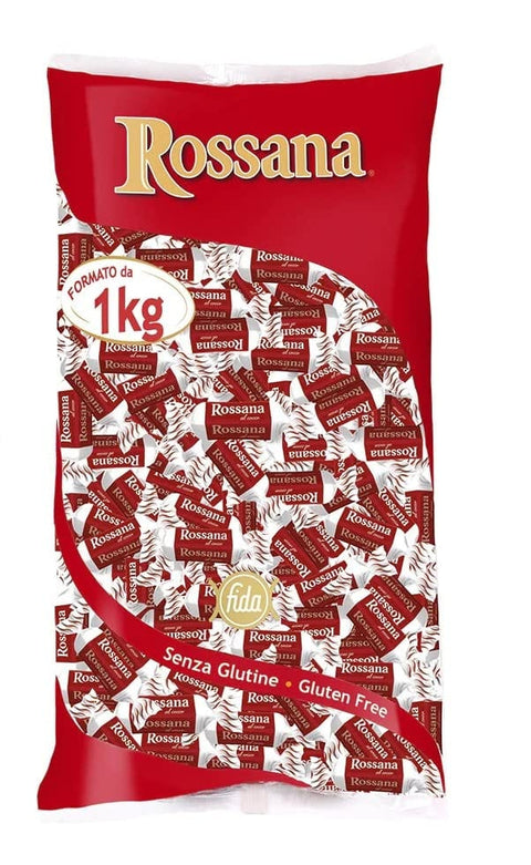 Perugina Rossana al Cocco Caramelle Candies Bonbon Lollies Hartbonbons mit cremiger Füllung auf Basis von Milch und Kokosnuss,Glutenfrei 1 Kg Beutel italienisch Original