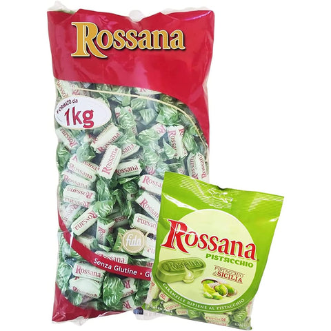 Perugina Frucht- & Kräuterbonbons Perugina Rossana - Bonbons mit Pistaziencreme - Maxi-Beutel mit 1 kg Original italienisch inkl. Lose gefüllte Bonbons verpackt 1 kg - Fida 8006150001333
