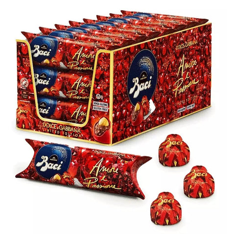 Perugina Kategorien 21x Baci Perugina Amore & Passione Dolce und Gabbana 3 Schokolade Pralinen gefüllt mit Haselnüssen und Himbeer Körnern Tube mit 37,5g 8000300415469