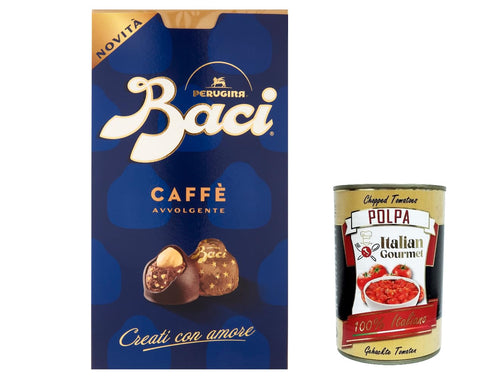 Perugina Knabberartikel 3x Baci Perugina Caffe', Schokolade dunkle Pralinen mit Kaffeegeschmack, 200 g Box gefüllt + Italian Gourmet polpa 400g 8000300420715