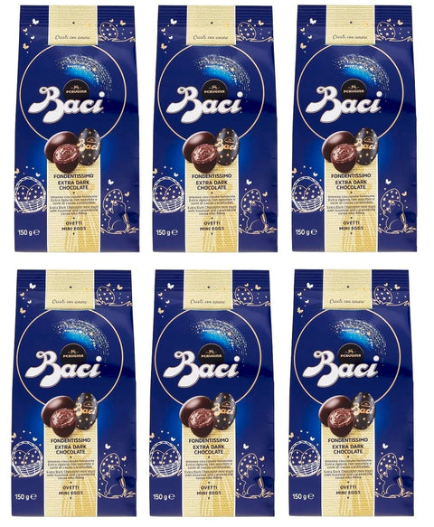 Perugina Baci Ovetti Fondentissimo Mini Eggs Schokoladeneier Extra Dunkle Schokolade mit Cremiger Haselnussfüllung und Karamellisierten Kakaobohnen Beutel von