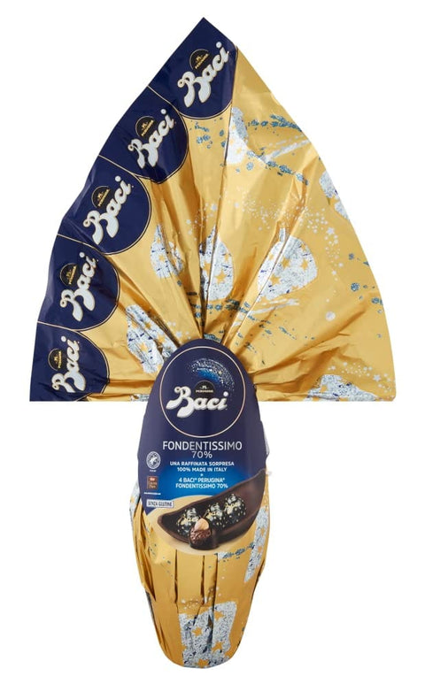 Perugina Baci Fondentissimo 70% Uovo di Cioccolato Fondnete Ostereier aus Dunkle Schokolade mit Überraschung und 4 Pralinen 265g italienisch Original