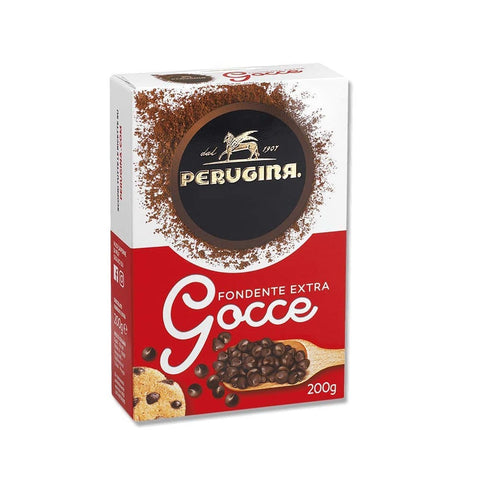 Perugina Schokoladen-Cookies Perugina Gocce di Cioccolato Fondente Extra Dunkle Schokoladentropfen Gebäck Zutaten 200g Süße Dekoration Gluten-frei 100% Italienisches Produkt 3x Original italienisch
