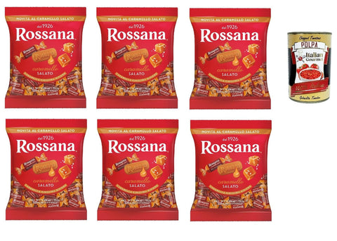 Perugina Caramelle Rossana ripene al caramello salato, Salat Karamell ausgestopfte Süßigkeiten gluten frei, 6x 150 g Candies, italien Bonbon Lollies italienisch Original