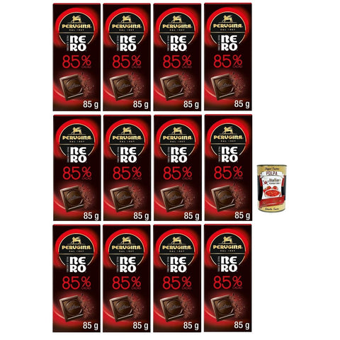 Perugina Snack Kuchen & Backwaren Perugina NERO Fondente Extra 85% Tavoletta di Cioccolato Fondente 85% Dunkle Schokoladen -Riegel 12x85 g italienisch Original Pastasauce + kostenlos polpa 400 g 8000300379402