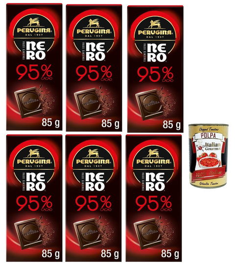 Perugina NERO Fondente Extra 95% Tavoletta di Cioccolato Fondente 95% Dunkle Schokoladen Riegel 6x 85g italienisch Original