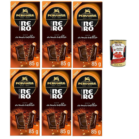 Perugina NERO Fondente gusto Extra e Amaretto Tavoletta di Cioccolato Fondente Dunkle Schokoladen und Amaretto 6x 85g italienisch Original