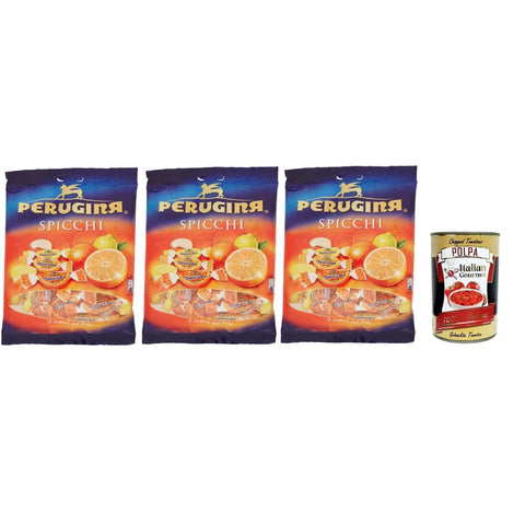 Perugina Spicchi Snack Kuchen & Backwaren Perugina Spicchi Caramelle al sapore di agrumi Zitrusgewürzte Süßigkeiten lollies Bonbons Beutel 3x200 g italienisch Original Pastasauce + kostenlos polpa 400 g 8032804040014
