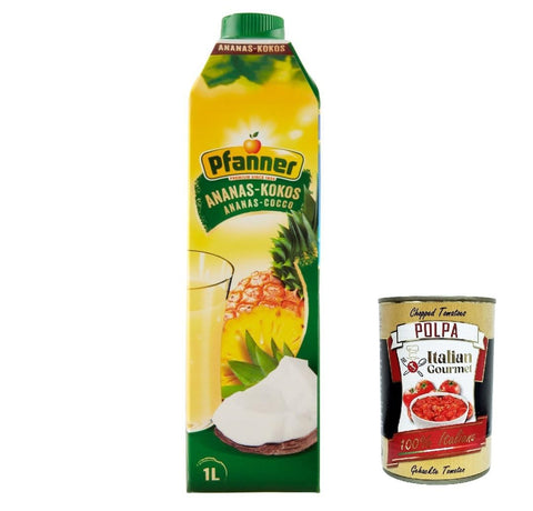 Pfanner Fruchtsaft saft Ananas e cocco, Ananas und Kokosnuss, Papierpaket 2 Lt Fruchtsäfte italienisch Original
