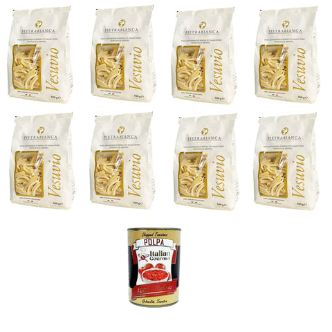 Pietrabianca Kurze Pasta Pietrabianca Pasta di Semola Artigianale trafilata al bronzo handgefertigte aus Bronze gezogene Grießnudeln „Casarecce“ 8x500 g italienisch Original + kostenlos 8032804040014