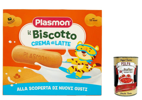 Plasmon Biscotto con crema al latte 12m 320 g 6x italienisch Original Pastasauce + gratis polpa 400 g