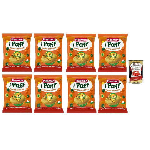 Plasmon Kekse, Zwieback & Chips Plasmon snack Carote e broccoli 8x 15g Original italienisch inkl. Italian Gourmet Polpa 400g 8032804040014