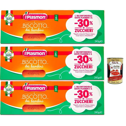 Plasmon Knabberartikel Plasmon Biscotti dei Bambini - 30% Zucker 3x240 g italienisch Original Kekse + kostenlos polpa 400 g 8001040200940