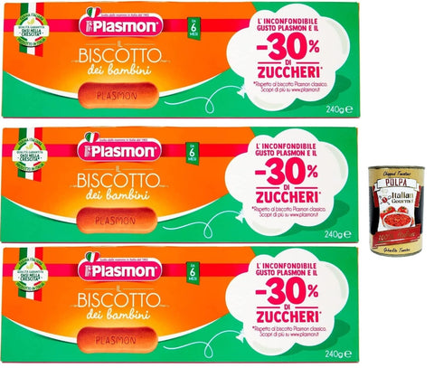 Plasmon Knabberartikel Plasmon Biscotti dei Bambini 3x 240g - 30% Zucker + Italian Gourmet polpa 400g 8001040200940
