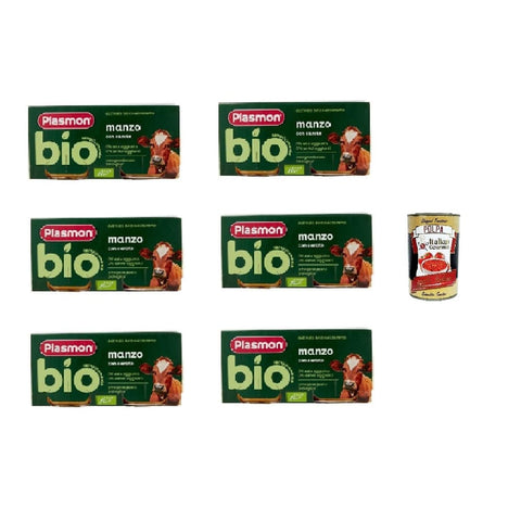 Plasmon Menüs Plasmon Omogeneizzato di Manzo, Rindfleisch homogenisiert 6x (2x80g) Original italienisch inkl. Italian Gourmet Polpa 400g 8032804040014