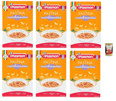 Plasmon Nudeln & Pasta 6x Plasmon Maccheroncini Pastina Infanzia Svezzamento Dai 10 Mesi 340 Grammi + Italian Gourmet polpa 400g 8001040032275