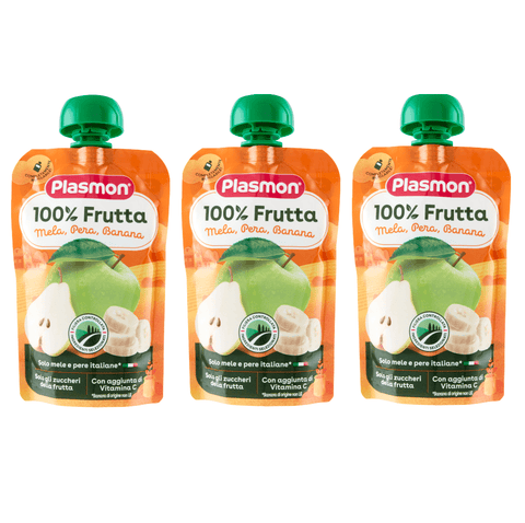 Plasmon Snack 3x Plasmon Merenda - Pouch 100% Frutta Mista Snack - Beutel 100 % gemischte Früchte 100gr 8001040412701
