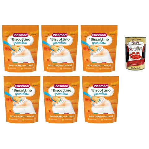 Plasmon Snack Kuchen & Backwaren Plasmon Biscottino Granulato, dal 6° mese, 100% grano italiano 6x 350 g Original italienisch inkl. Italian Gourmet Polpa 400g 8001040422779