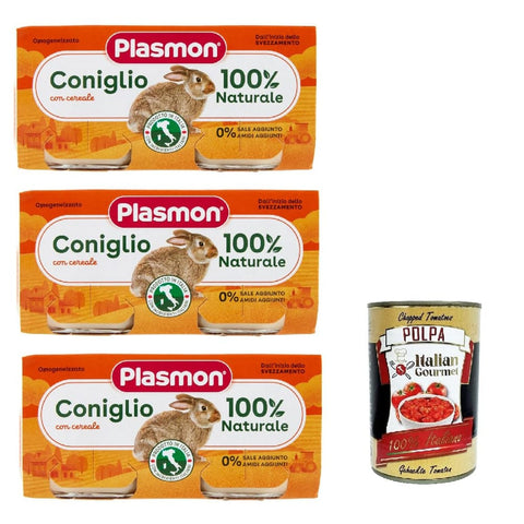 Plasmon Snack Kuchen & Backwaren Plasmon Carne Coniglio e cereale ( ) Mit italienischem Fleisch 100% natürlich ohne Stärken und Räume hinzugefügt 2x80 g 3x italienisch Original Müsli + kostenlos 8001040011584