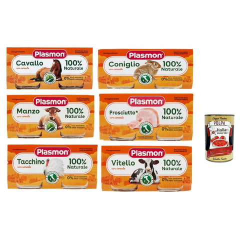 Plasmon Snack Kuchen & Backwaren Plasmon Carne Testpaket 6x (2x80 g) Mit italienischem Fleisch, 100% natürlich, ohne Stärken und Räume hinzugefügt italienisch Original 8001040089309