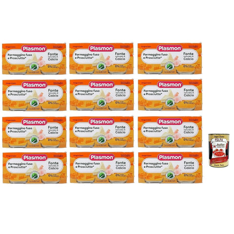 Plasmon Snack Kuchen & Backwaren Plasmon Formaggino fuso e prosciutto 12x (2x80g) Mit italienischem Milch, 100% natürlich, ohne Räume hinzugefügt Original italienisch inkl. Italian Gourmet Polpa 400g 8032804040014