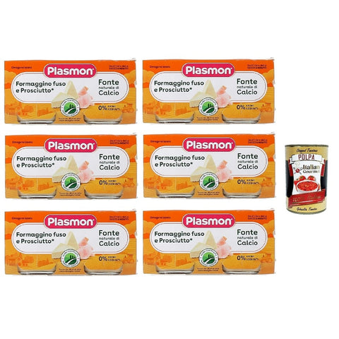 Plasmon Snack Kuchen & Backwaren Plasmon Formaggino fuso e prosciutto 6x (2x80g) Mit italienischem Milch, 100% natürlich, ohne Räume hinzugefügt Original italienisch inkl. Italian Gourmet Polpa 400g 8032804040014