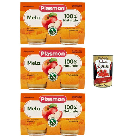 Plasmon Snack Kuchen & Backwaren Plasmon Frutta Mela 3x (2x104g) Nur mit italienischen Äpfeln, 100% natürlich, mit Zugabe von Vitamin C Original italienisch inkl. Italian Gourmet Polpa 400g