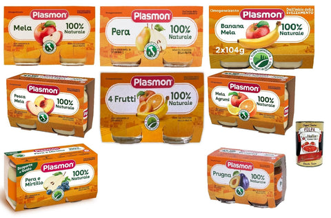 Plasmon Frutta Testpaket 8x (2x80 g) Nur mit italienischen Frucht, 100% natürlich, mit Zugabe von Vitamin C italienisch Original