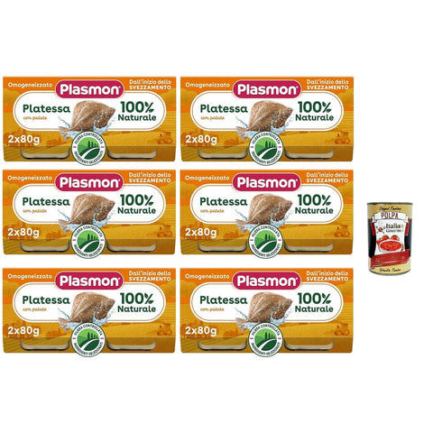 Plasmon Snack Kuchen & Backwaren Plasmon Pesce Platessa con Patate, 6x (2x 80g), Mit ausgewählten Zutaten, 100% natürlich, Ohne Stärken und Salz hinzugefügt Original italienisch inkl. Italian Gourmet Polpa 400g 8001040411643