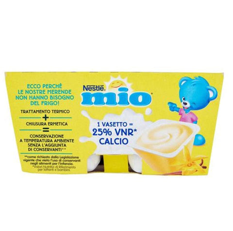 Plasmon Snack MHD 04/2025 NESTLÉ MIO Merenda al Latte Vaniglia Vanillemilch-Snack 6 Monate 4 Gläser à 100 g 7613032383473
