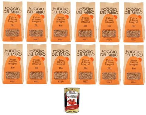 Poggio del Farro Vollkorn Poggio del Farro- Flakes di Farro Integrale Vollkorn-Dinkelflocken 12x300gr + Italian Gourmet polpa 400g 8033413347372