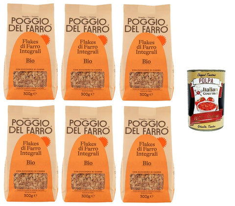 Poggio del Farro Vollkorn Poggio del Farro- Flakes di Farro Integrale Vollkorn-Dinkelflocken 6x300gr + Italian Gourmet polpa 400g 8033413347372