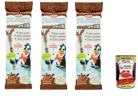 Polaretti Nudeln & Pasta 3x Dolfin - Polaretti MagicMilk Strohhalme Schokolade. Ohne Konservierungsstoffe, glutenfrei und ohne Farbstoffe Packungen (21 Polaretti-Strohhalme) 8002267021332