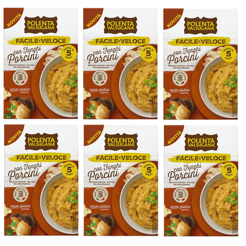 Polenta valsugana Facile e Veloce con Funghi Porcini Zubereitet für Polenta mit Steinpilzen Glutenfrei in 5 Minuten Fertig 80 g 6x italienisch Original Reis