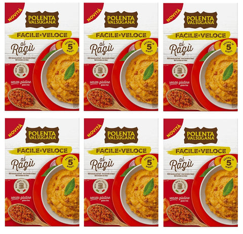 Polenta valsugana Polenta 6x Polenta Valsugana Facile e Veloce al Ragù Zubereitet für Polenta mit Tomatensauce und Fleisch Glutenfrei in 5 Minuten Fertig 80g 8001840289596