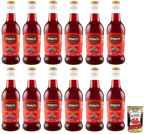 Ponti Aceto di Vino Rosso Rotweinessig Essig Säure 6% PET 12x 500ml italienisch Original