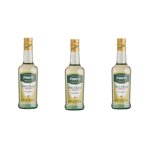 Ponti Essig 3x Ponti, Dolceagro Condimento Delicato, Amabiles und runder Geschmack, geringer Säure verleiht Salaten, Gemüse, Fleisch und Fisch einen Hauch von Delikatesse, 500 ml BESCHÄDIGTES ETIKETT 80682059