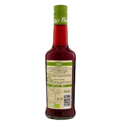Ponti Essig 6x Ponti Bio Aceto di Vino Rosso 100% Italiano 500 ml in vetro Bio Rotweinessig 100% italienisch 500 ml im Glas 8001010108504