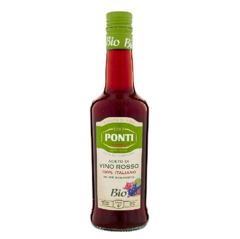 Ponti Essig 6x Ponti Bio Aceto di Vino Rosso 100% Italiano 500 ml in vetro Bio Rotweinessig 100% italienisch 500 ml im Glas 8001010108504