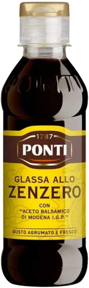 Ponti Glassa allo Zenzero Gastronomische Ingwer Glasur Würzsaucen 245 g mit Balsamico Essig von Modena IGP italienisch Original