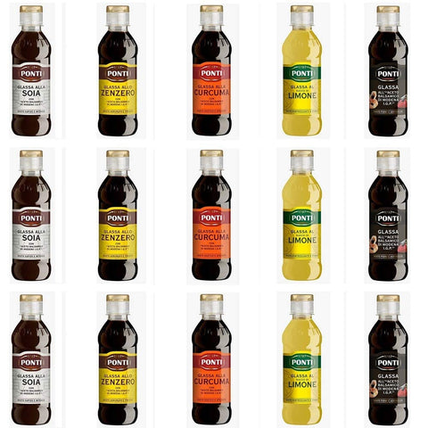 Ponti Testpaket Glassa Gastronomische Glasuren Würzsaucen Ingwer Glasur Soja Glasur Glasur mit Zitronensaft Glasur mit 1 Stk Original italienisch