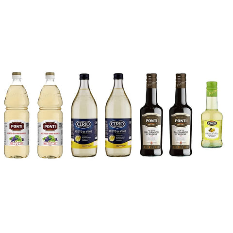 Ponti Öl & Essig Ponti Testpaket Essig Ponti Weißweinessig (2x1 Lt) + Cirio Weißweinessig (2x1 Lt) + Ponti Balsamico di Modena IGP Essig (2x500 ml) + Ponti Weinessig mit 8001010031017