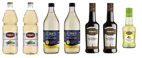 Ponti Testpaket Essig Ponti Weißweinessig (2x1 Lt) + Cirio Weißweinessig (2x1 Lt) + Ponti Balsamico di Modena IGP Essig (2x500 ml) + Ponti Weinessig mit